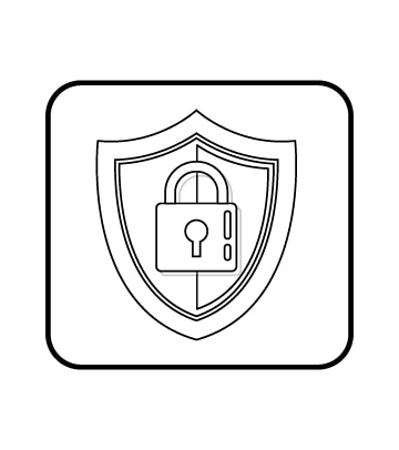 anti-virus symbol: a shield with a padlock at the centre