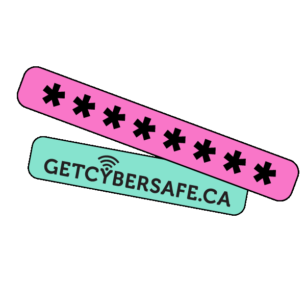 A password field with asterisks and text: GetCyberSafe.ca