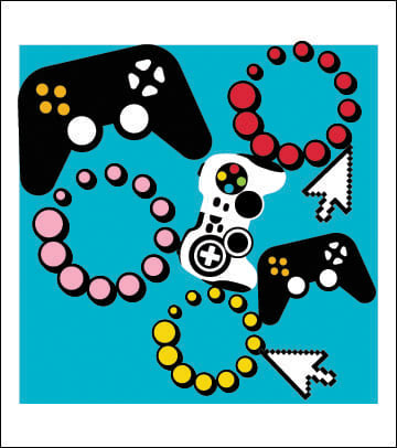 "game controllers, update circles and cursor arrows"