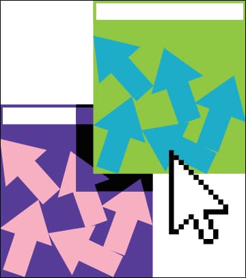 "a cursor arrow selecting one of two boxes of arrows"
